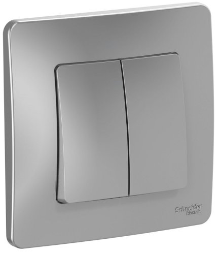 Выключатель с рамкой Systeme Electric Blanca 2-кл. алюминий фото Выключатель с рамкой Systeme Electric Blanca 2-кл. алюминий картинка